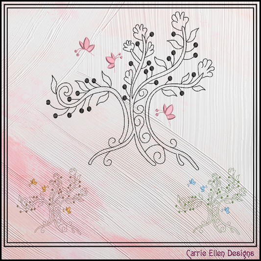 Tree of Life with Butterflies Machine Embroidery Design | Floral Tree Embroidery File | Butterfly Nature Stitch Pattern, 6 Sizes (4211)