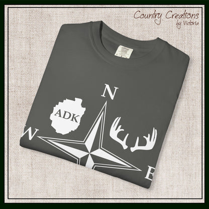 Adirondack Adventurers Compass Comfort Colors Short Sleeve Unisex T-Shirt - ADK Hunters Compass (P6027)