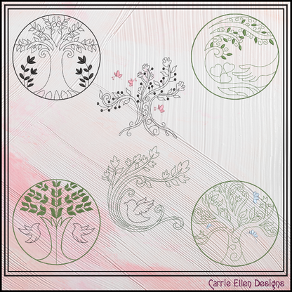 Tree of Life Bundle Machine Embroidery Designs | 6 Nature & Botanical Stitch Files | Floral Tree Embroidery Collection, 6 Sizes (4214)