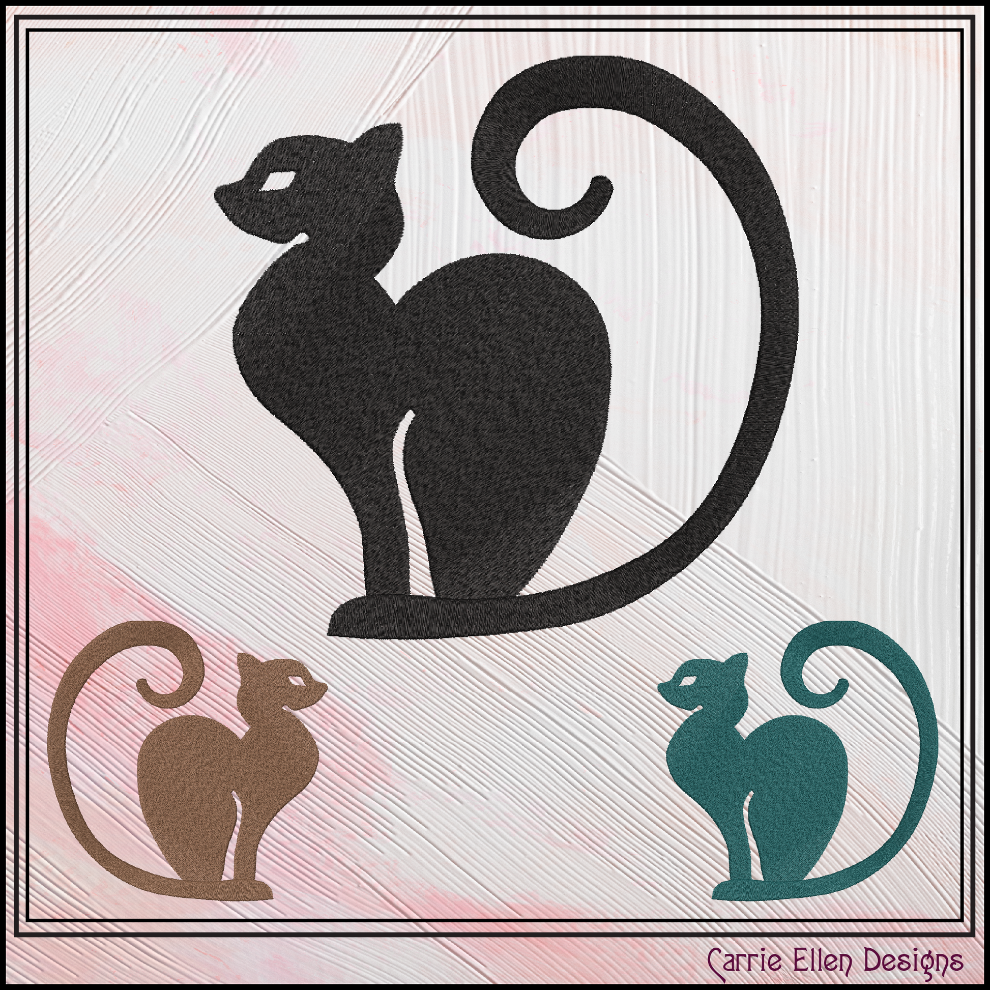 Elegant cat silhouette machine embroidery design featuring a graceful sitting feline. Perfect for apparel, tote bags, quilts, home décor, and gifts for cat lovers.

Minimalist machine embroidery design featuring an elegant sitting cat silhouette with a curled tail.

cat silhouette, black cat, cat embroidery, feline design, cat lover gift, kitty design, pet embroidery, minimalist cat, elegant cat