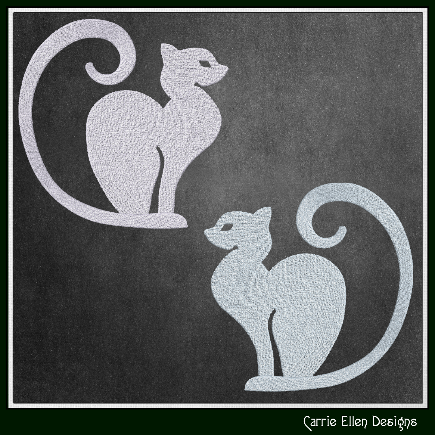 Elegant cat silhouette machine embroidery design featuring a graceful sitting feline. Perfect for apparel, tote bags, quilts, home décor, and gifts for cat lovers.

Minimalist machine embroidery design featuring an elegant sitting cat silhouette with a curled tail.

cat silhouette, black cat, cat embroidery, feline design, cat lover gift, kitty design, pet embroidery, minimalist cat, elegant cat