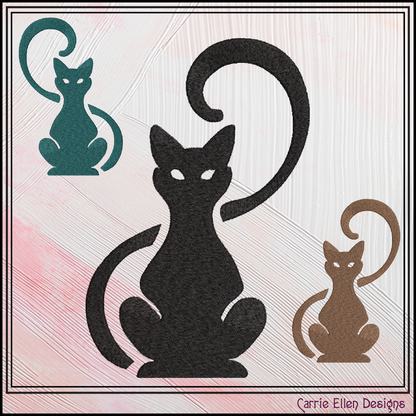 Elegant cat silhouette machine embroidery design featuring a graceful sitting feline. Perfect for apparel, tote bags, quilts, home décor, and gifts for cat lovers.

Minimalist machine embroidery design featuring an elegant sitting cat silhouette with a curled tail.

cat silhouette, black cat, cat embroidery, feline design, cat lover gift, kitty design, pet embroidery, minimalist cat, elegant cat