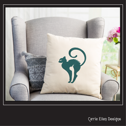 Cat Silhouette Machine Embroidery Design | Elegant Black Cat Embroidery File | Minimalist Feline Stitch Pattern, 6 Sizes (4217)