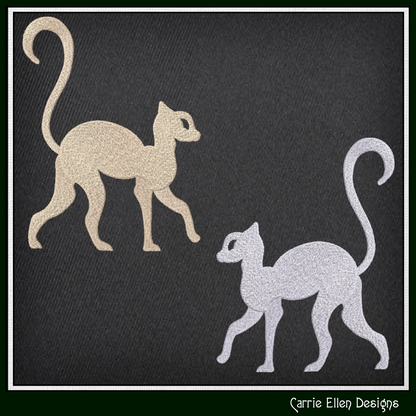 Cat Silhouette Machine Embroidery Design | Elegant Black Cat Embroidery File | Minimalist Feline Stitch Pattern, 6 Sizes (4218)