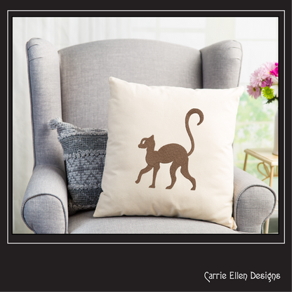 Cat Silhouette Machine Embroidery Design | Elegant Black Cat Embroidery File | Minimalist Feline Stitch Pattern, 6 Sizes (4218)