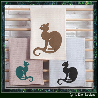 Cat Silhouette Machine Embroidery Design | Elegant Black Cat Embroidery File | Minimalist Feline Stitch Pattern, 6 Sizes (4219)
