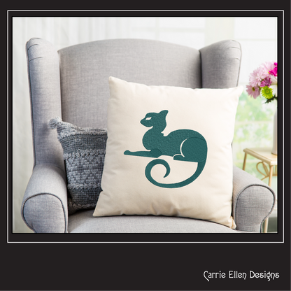 Cat Silhouette Machine Embroidery Design | Elegant Black Cat Embroidery File | Minimalist Feline Stitch Pattern, 6 Sizes (4220)