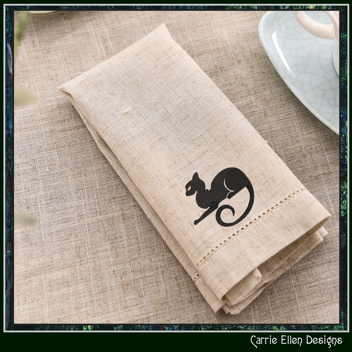 Cat Silhouette Machine Embroidery Design | Elegant Black Cat Embroidery File | Minimalist Feline Stitch Pattern, 6 Sizes (4220)
