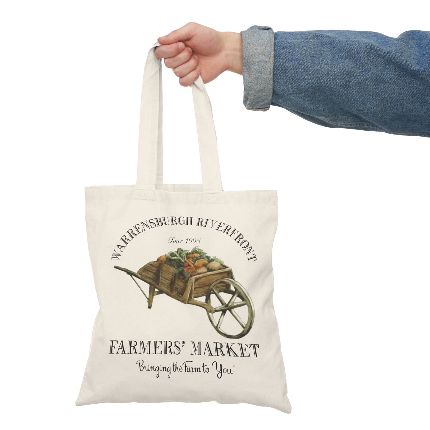 Warrensburgh Riverfront Farmers Market Natural Tote Bag - Eco-Friendly Shopping Bag (P-6010)