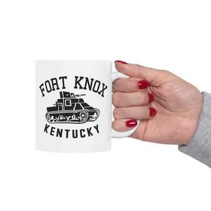 Fort Knox Kentucky Army Tank Ceramic Mug – Vintage WWII U.S. Army Graphic Reproduction – 11oz & 15oz Sizes (P-6048)