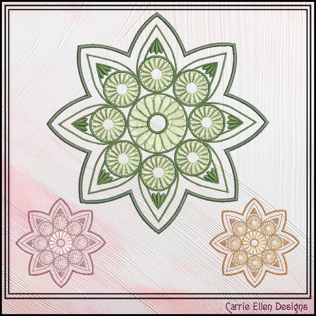 Floral Mandala Machine Embroidery Design File - Botanical Daisy Tile Motif Pattern, 6 Sizes (4227)