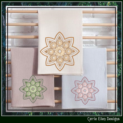 Floral Mandala Machine Embroidery Design File - Botanical Daisy Tile Motif Pattern, 6 Sizes (4227)