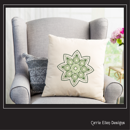 Floral Mandala Machine Embroidery Design File - Botanical Daisy Tile Motif Pattern, 6 Sizes (4227)