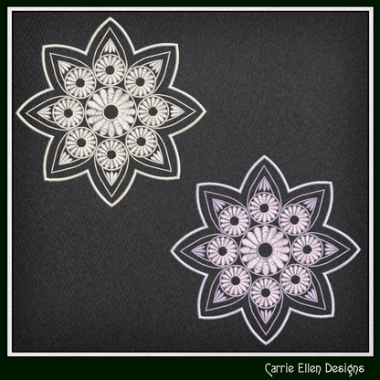 Floral Mandala Machine Embroidery Design File - Botanical Daisy Tile Motif Pattern, 6 Sizes (4227)
