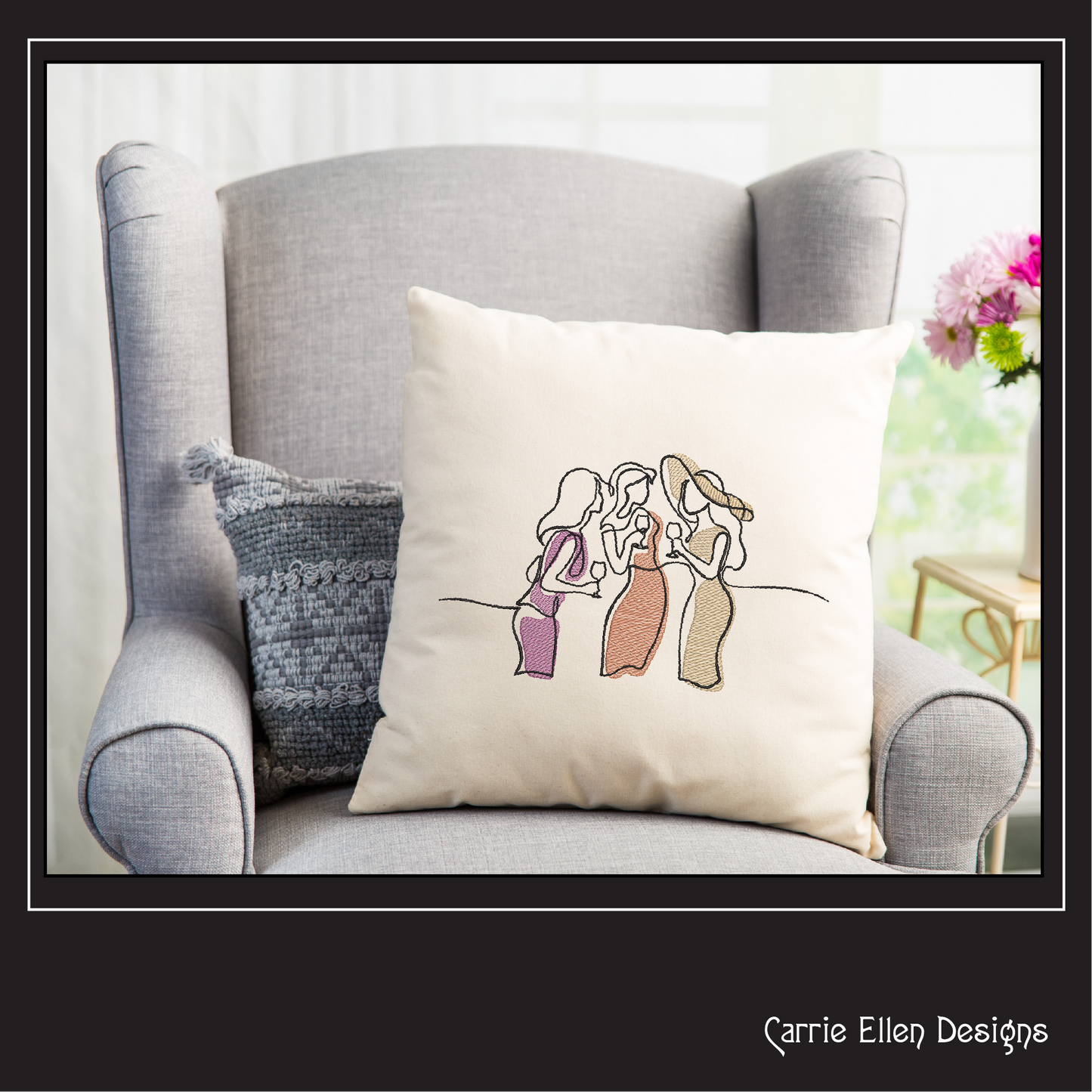 Elegant Ladies Day Out machine embroidery design featuring four women enjoying wine. Perfect for tote bags, apparel, tea towels, friendship gifts, and girls' weekend projects.

Machine embroidery design featuring four elegant women enjoying wine in a modern line art style celebrating friendship.

ladies day out, girls night, wine lovers, friend gift, women line art, wine embroidery, girls trip, brunch friends, elegant design