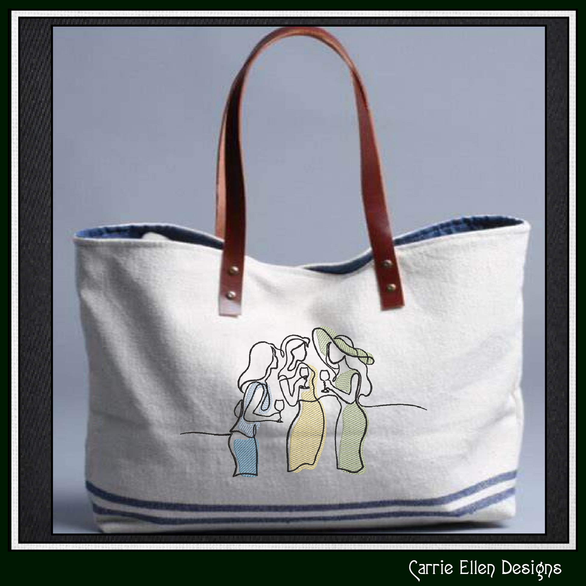 Elegant Ladies Day Out machine embroidery design featuring four women enjoying wine. Perfect for tote bags, apparel, tea towels, friendship gifts, and girls' weekend projects.

Machine embroidery design featuring four elegant women enjoying wine in a modern line art style celebrating friendship.

ladies day out, girls night, wine lovers, friend gift, women line art, wine embroidery, girls trip, brunch friends, elegant design