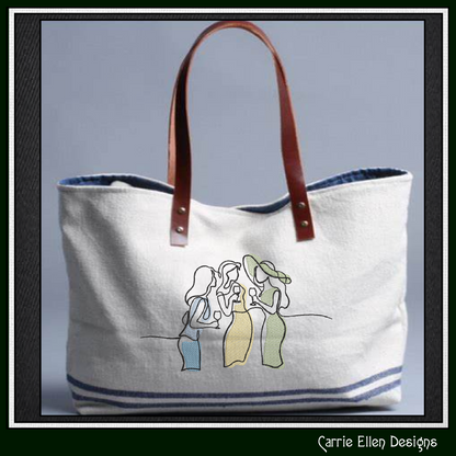 Elegant Ladies Day Out machine embroidery design featuring four women enjoying wine. Perfect for tote bags, apparel, tea towels, friendship gifts, and girls' weekend projects.

Machine embroidery design featuring four elegant women enjoying wine in a modern line art style celebrating friendship.

ladies day out, girls night, wine lovers, friend gift, women line art, wine embroidery, girls trip, brunch friends, elegant design