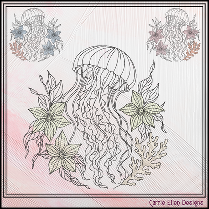 Floral Jellyfish machine embroidery design featuring botanical flowers, seaweed, and coral accents. Perfect for coastal décor, beach towels, apparel, quilts, tote bags, and ocean-themed gifts.

Machine embroidery design featuring an elegant floral jellyfish surrounded by botanical flowers, seaweed, and coral in a coastal outline style.

floral jellyfish, jellyfish design, ocean embroidery, beach embroidery, coastal decor, marine life, botanical art, floral 