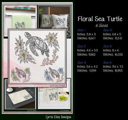 Floral Marine Animals Bundle machine embroidery designs featuring a seahorse, sea turtle, octopus, and jellyfish with botanical accents. Perfect for coastal décor, towels, quilts, apparel, and gifts.

Alt Text

Machine embroidery bundle featuring floral seahorse, sea turtle, octopus, and jellyfish outline designs with botanical accents.
