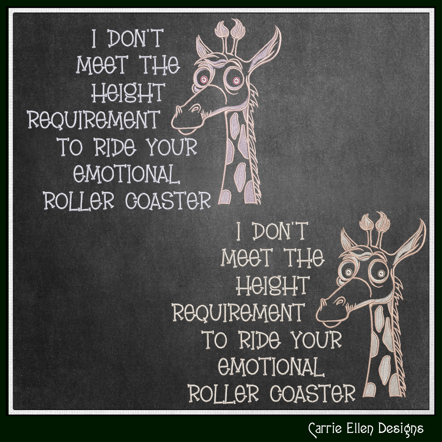I Don't Meet the Height Requirement to Ride Your Emotional Roller Coaster Machine Embroidery Design | Snarky Adult Humor Digital Download, 6 Sizes (4235)