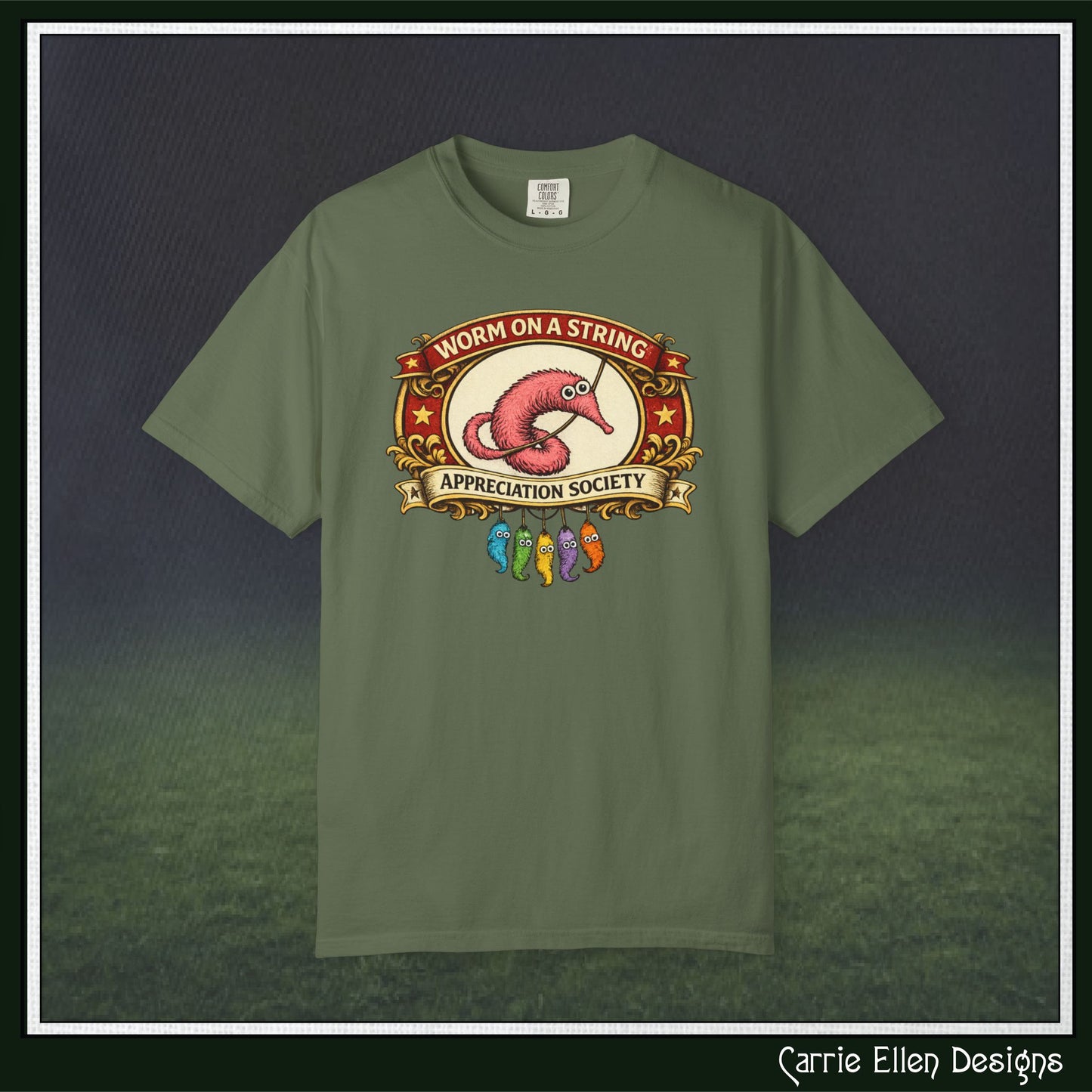 Worm on a String Appreciation Society T-Shirt | Comfort Colors® Short Sleeve Tee (3897)