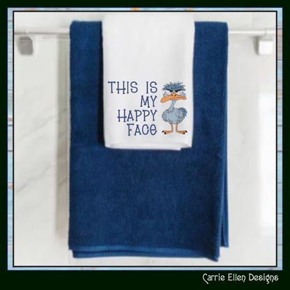 This Is My Happy Face Machine Embroidery Design | Funny Grumpy Bird Stitch File | Sarcastic Adult Humor, 6 Sizes (4248)
