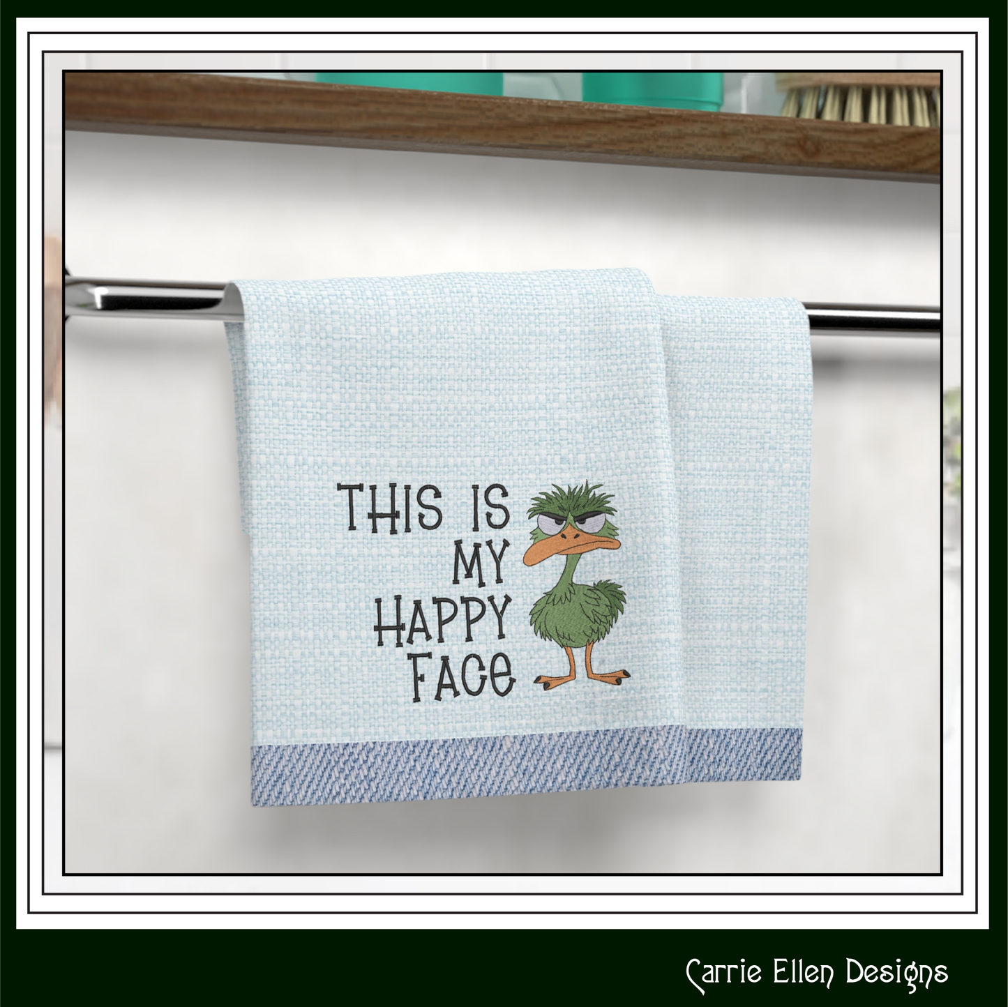 This Is My Happy Face Machine Embroidery Design | Funny Grumpy Bird Stitch File | Sarcastic Adult Humor, 6 Sizes (4248)