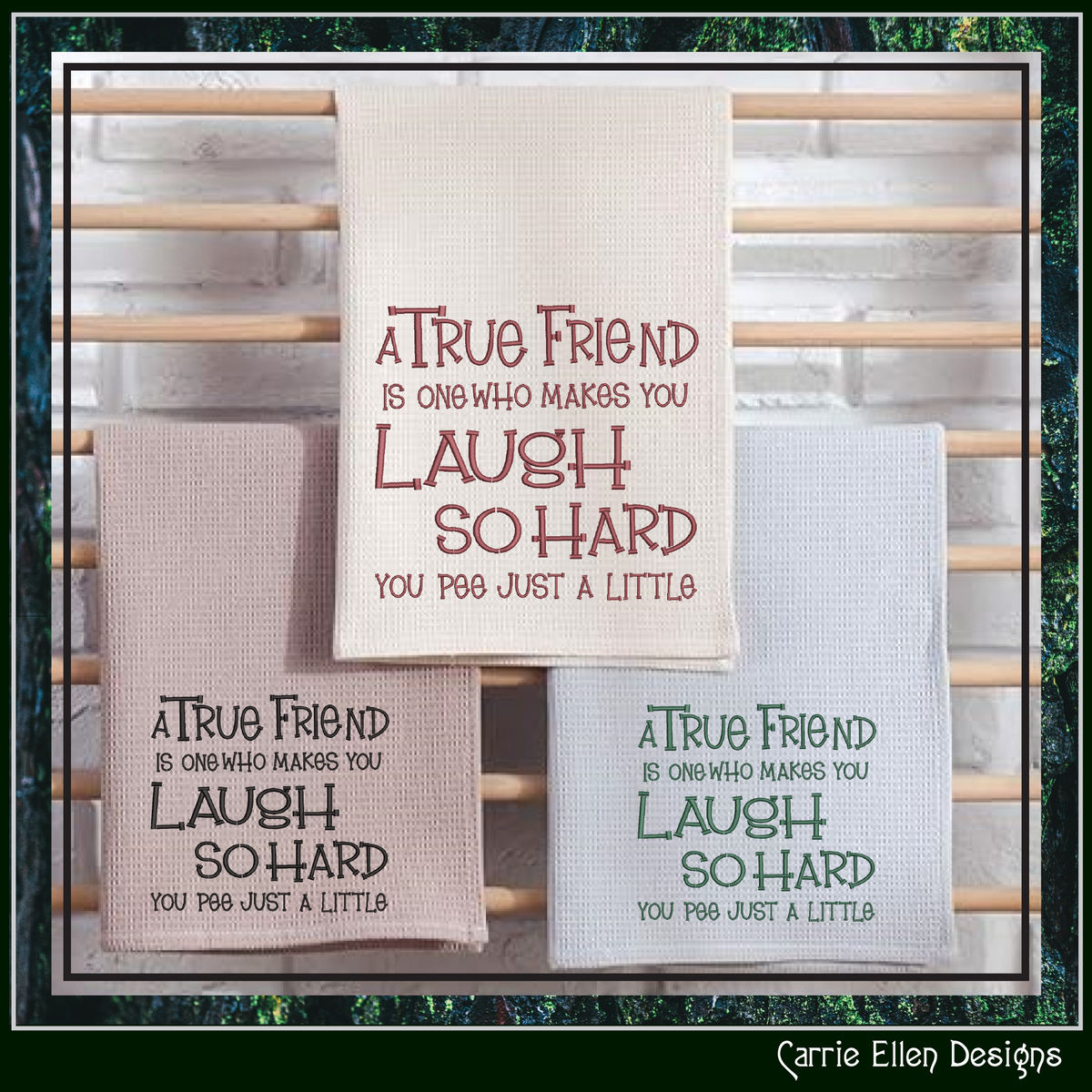 A True Friend Laugh So Hard Funny Friendship Machine Embroidery Design, 6 Sizes (4263)
