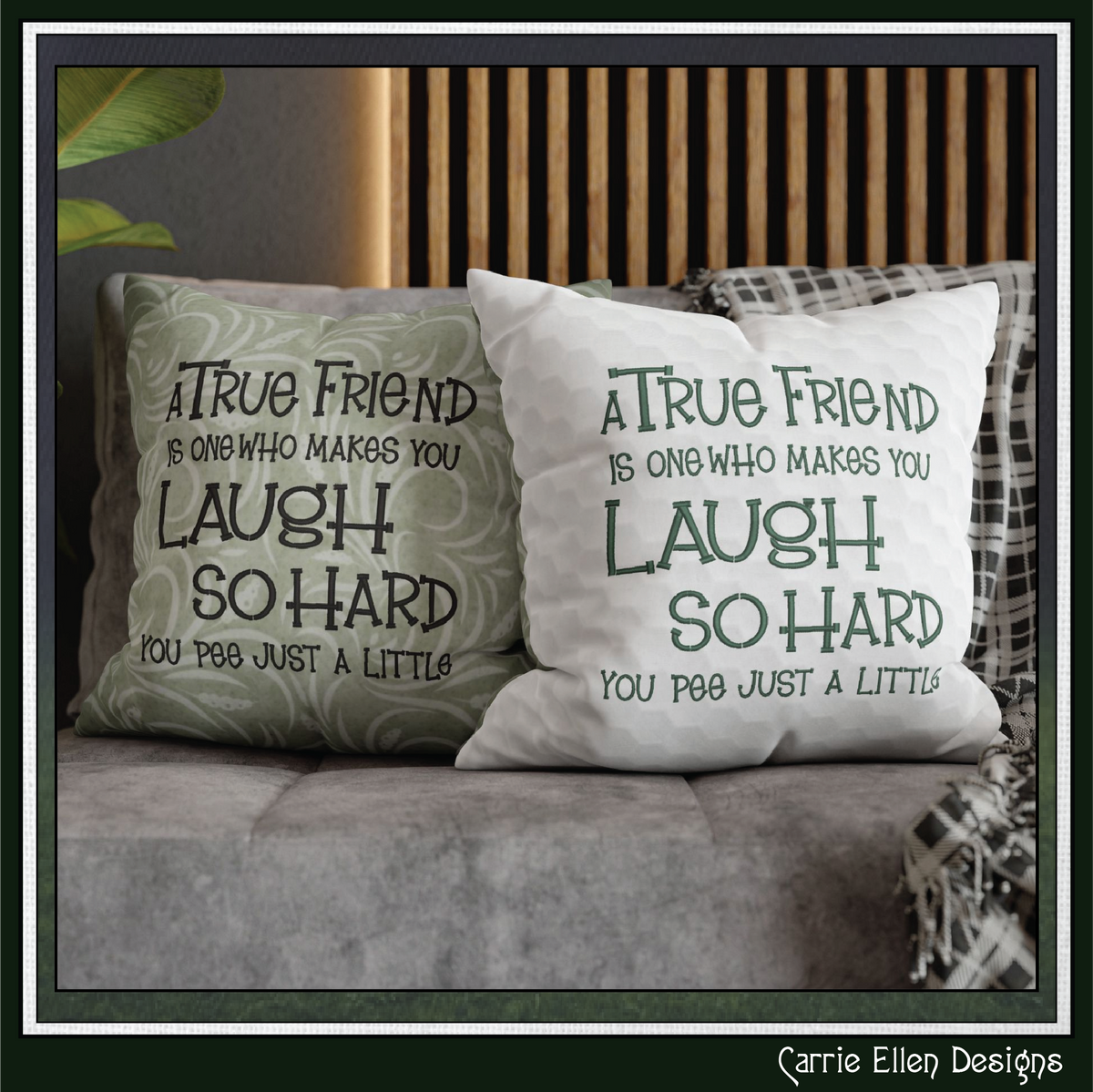 A True Friend Laugh So Hard Funny Friendship Machine Embroidery Design, 6 Sizes (4263)