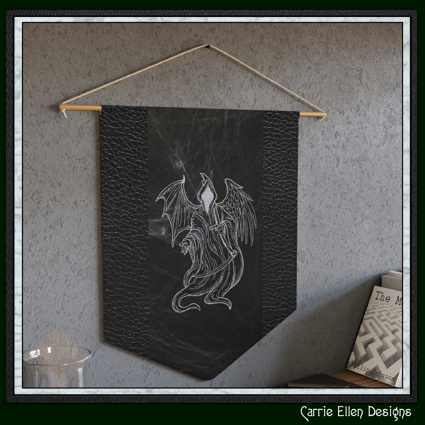 Grim Reaper with Angel & Demon Wings Machine Embroidery Design, 6 Sizes (4268)