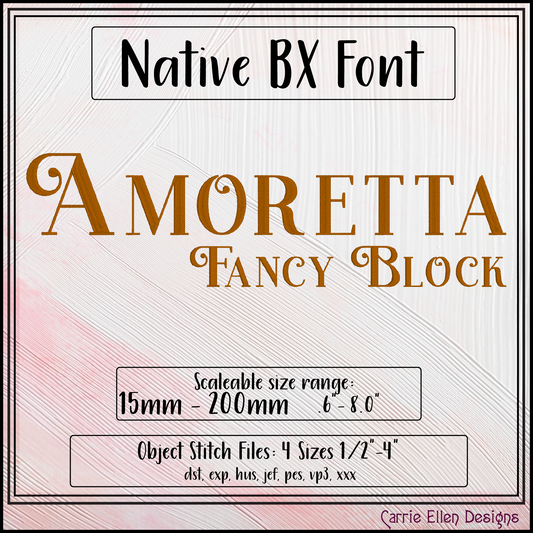 Amoretta Fancy Block BX Font – Native Embrilliance Machine Embroidery Alphabet (4301)