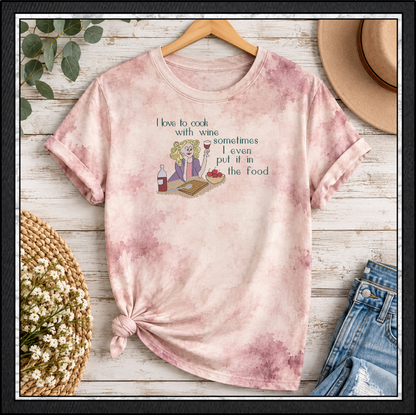 I Love To Cook With Wine Machine Embroidery Design, Funny Wine Quote, 6 Sizes (4356)