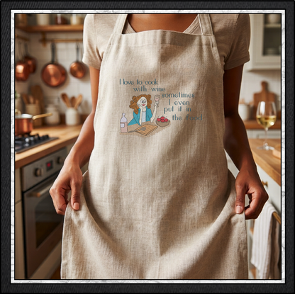 I Love To Cook With Wine Machine Embroidery Design, Funny Wine Quote, 6 Sizes (4356)
