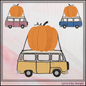 Vintage Camper Van with Giant Pumpkin Machine Embroidery Design, 6 Sizes (4370)