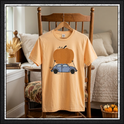 Vintage Fall Vehicles Pumpkin Machine Embroidery Design Set - Retro Beetle, Camper Van, & Pickup Truck Patterns, 3 Designs, 6 Sizes Each (4378)