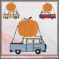Vintage Blue Pickup Truck with Giant Pumpkin Machine Embroidery Design 6 Sizes (4372)
