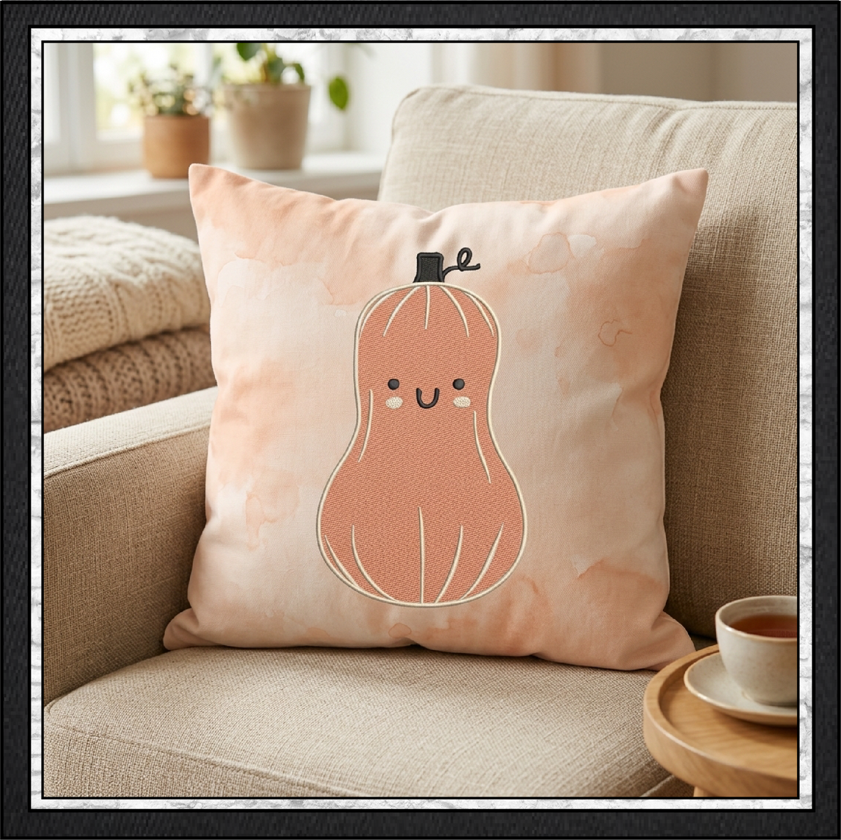Happy Gourd & Cute Pumpkin Machine Embroidery Design Set - Kawaii Fall Autumn Pattern Bundle, 4 Designs, 6 Sizes Each (4379)