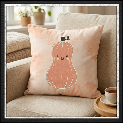 Happy Gourd & Cute Pumpkin Machine Embroidery Design Set - Kawaii Fall Autumn Pattern Bundle, 4 Designs, 6 Sizes Each (4379)