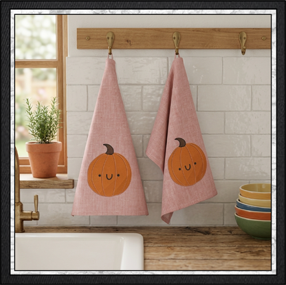 Happy Gourd & Cute Pumpkin Machine Embroidery Design Set - Kawaii Fall Autumn Pattern Bundle, 4 Designs, 6 Sizes Each (4379)