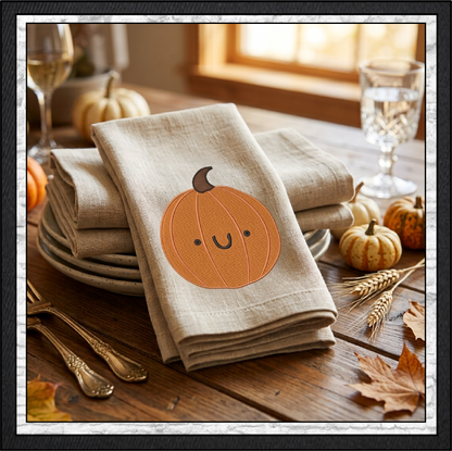 Happy Gourd & Cute Pumpkin Machine Embroidery Design Set - Kawaii Fall Autumn Pattern Bundle, 4 Designs, 6 Sizes Each (4379)