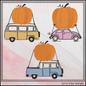Vintage Fall Vehicles Pumpkin Machine Embroidery Design Set - Retro Beetle, Camper Van, & Pickup Truck Patterns, 3 Designs, 6 Sizes Each (4378)
