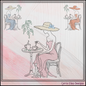 Tea Time Café Lady Machine Embroidery Design | French Bistro Woman Line Art, 6 Sizes (4381)