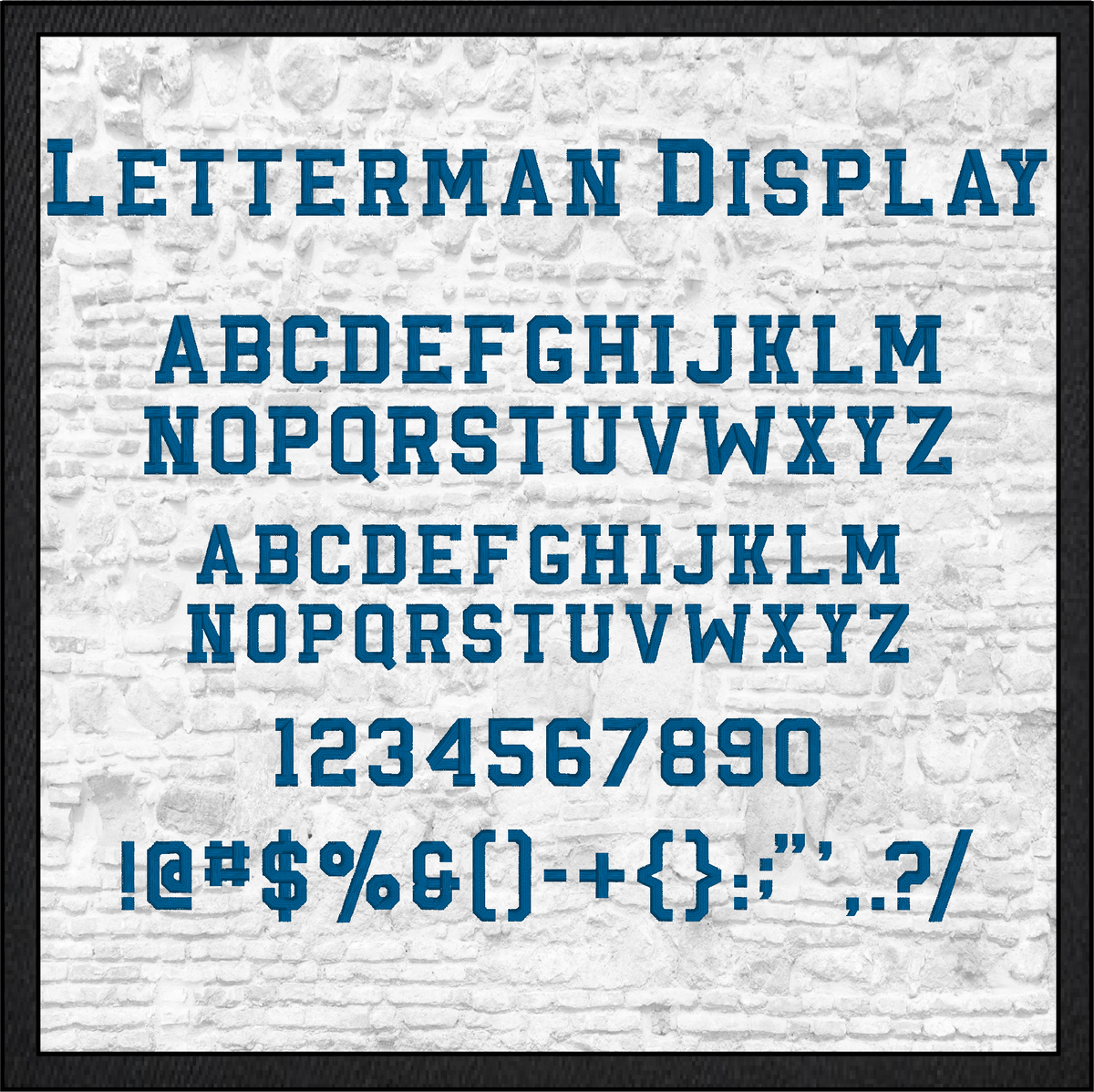 Letterman Display Varsity BX Font – Native Embrilliance Machine Embroidery Alphabet (4382)