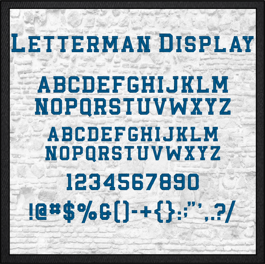 Letterman Display Varsity BX Font – Native Embrilliance Machine Embroidery Alphabet (4382)