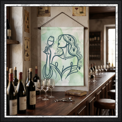 Vineyard Muse Machine Embroidery Design | Wine Tasting Woman Line Art, 6 Sizes (4384)