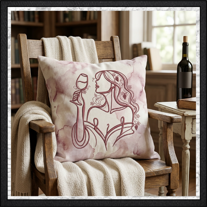 Vineyard Muse Machine Embroidery Design | Wine Tasting Woman Line Art, 6 Sizes (4384)