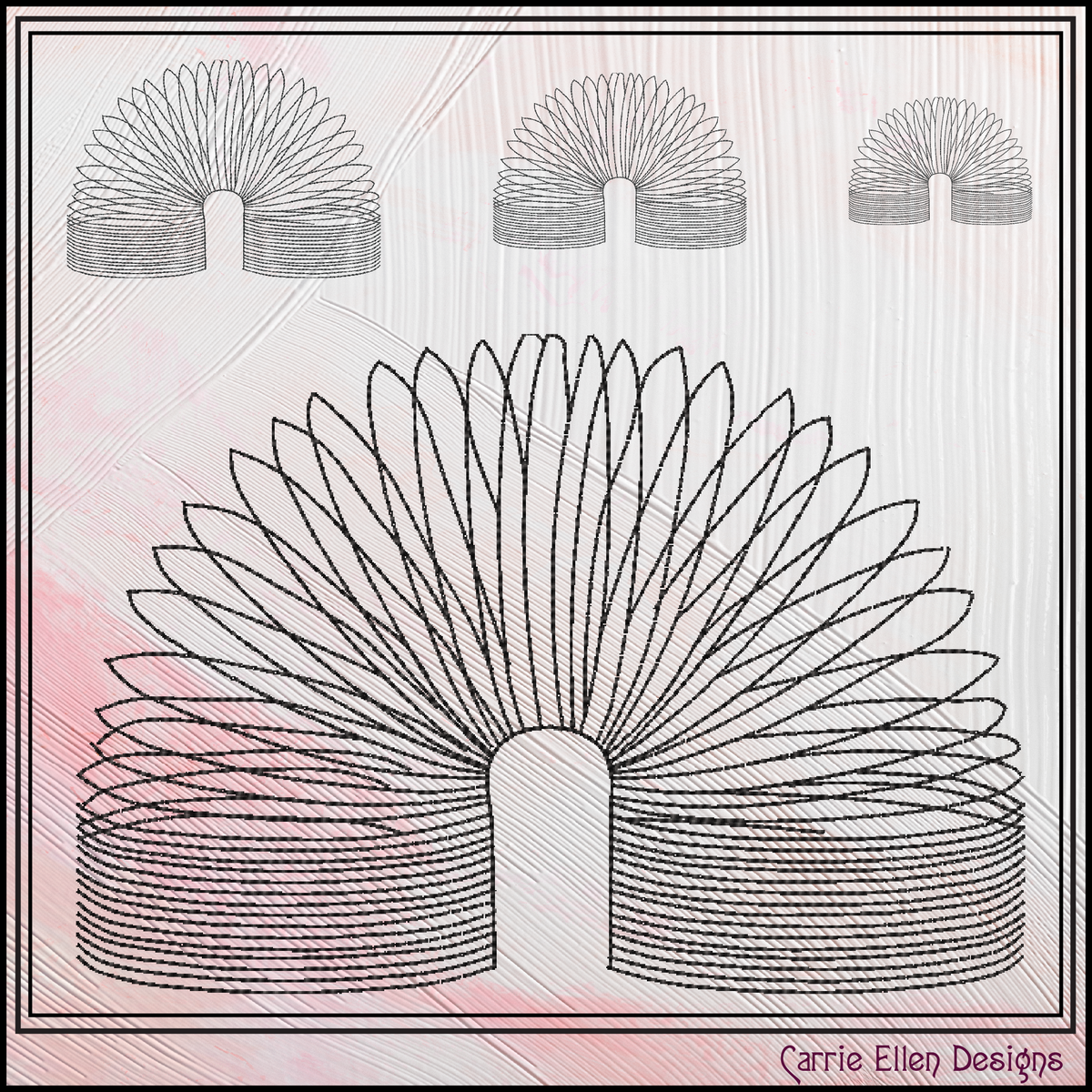 Classic Coiled Spring Toy Machine Embroidery Design File - Retro Vintage Toy Line Art, 6 Sizes (4386)