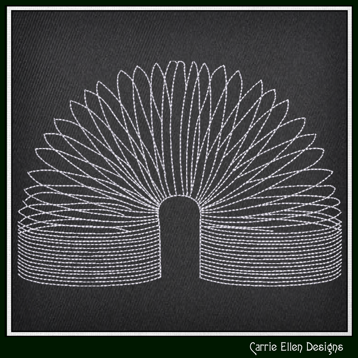 Classic Coiled Spring Toy Machine Embroidery Design File - Retro Vintage Toy Line Art, 6 Sizes (4386)