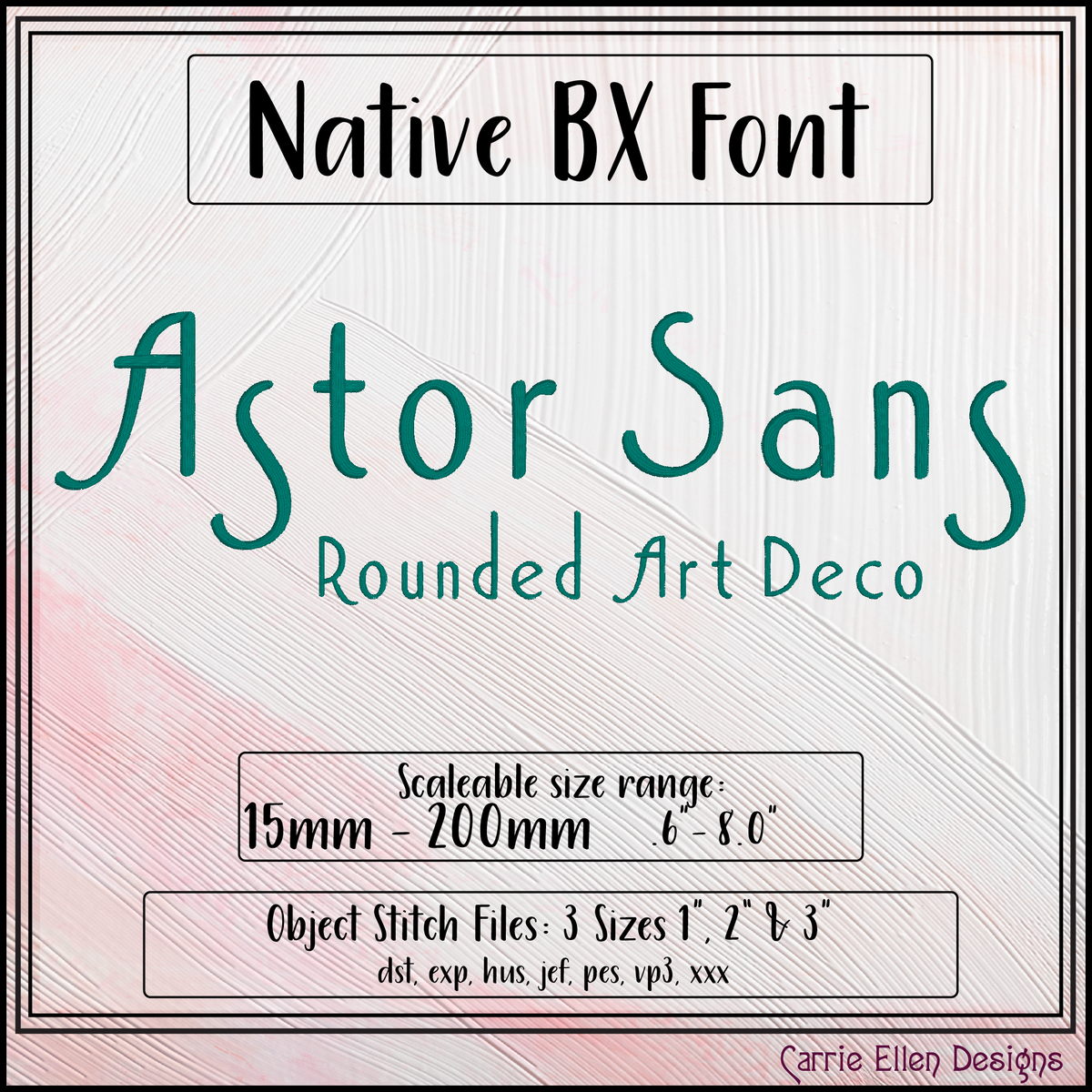 Astor Sans Native BX Font | Rounded Art Deco Embrilliance Machine Embroidery Alphabet (4387)