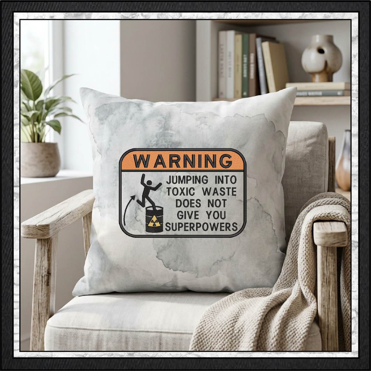 Warning Jumping Into Toxic Waste Does Not Give You Superpowers Funny Machine Embroidery Design, 6 Sizes (4388)
